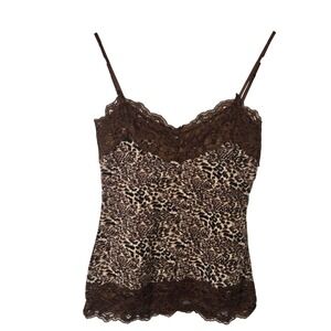 Urban Behavior Brown Leopard Print Lace Trim Cami Tank Top Women's Size S